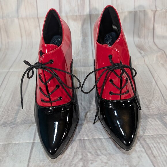 Pleaser Women's Black-Red Seduce-460 Oxford Lace Up Heeled Pump Size 15 - Picture 2 of 11